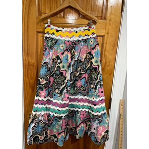 New With Tag CeliaB Multicolor Abstract Psychedelic Maximalist Maxi Skirt Small